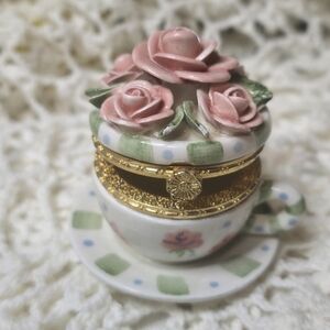 Mud Pie 2000 Pink Rose Trinket Box